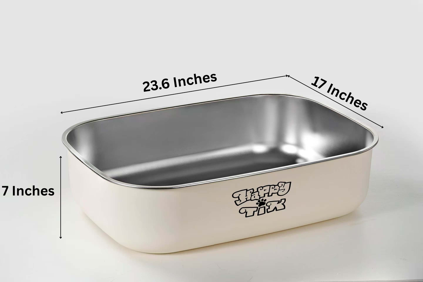 Stainless Steel Cat Litter Box with Scoop - 23.6'' x 17'' x 7'' Non-Stick Large Metal Indoor Litter Pan, Non-Slip, Rust Proof & Easy to Clean