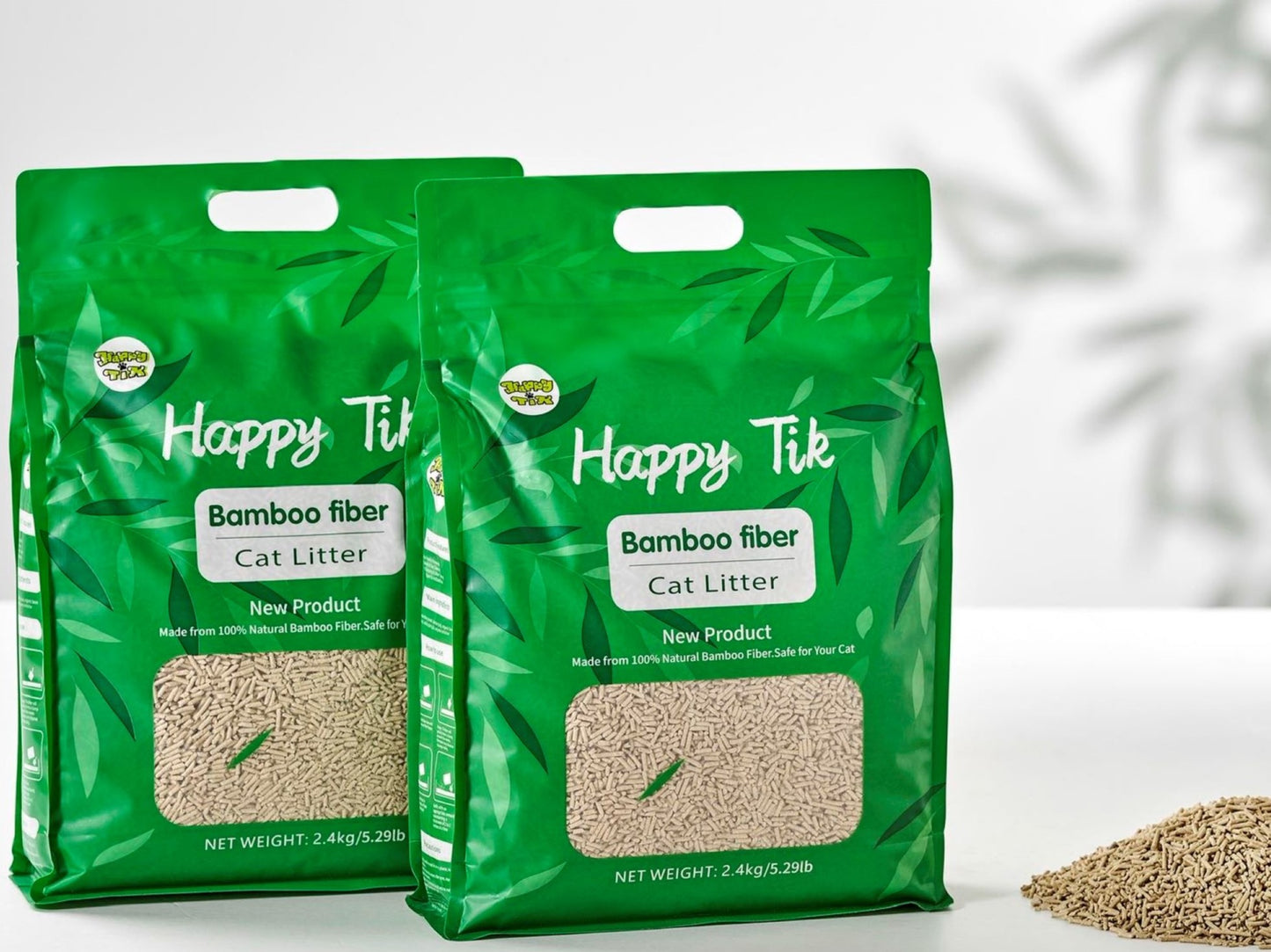 Plant-Based Bamboo Fiber Cat Litter, Green & Eco Friendly, Flushable & Resealable, Instant Clumping, Dust Free, Odor Control
