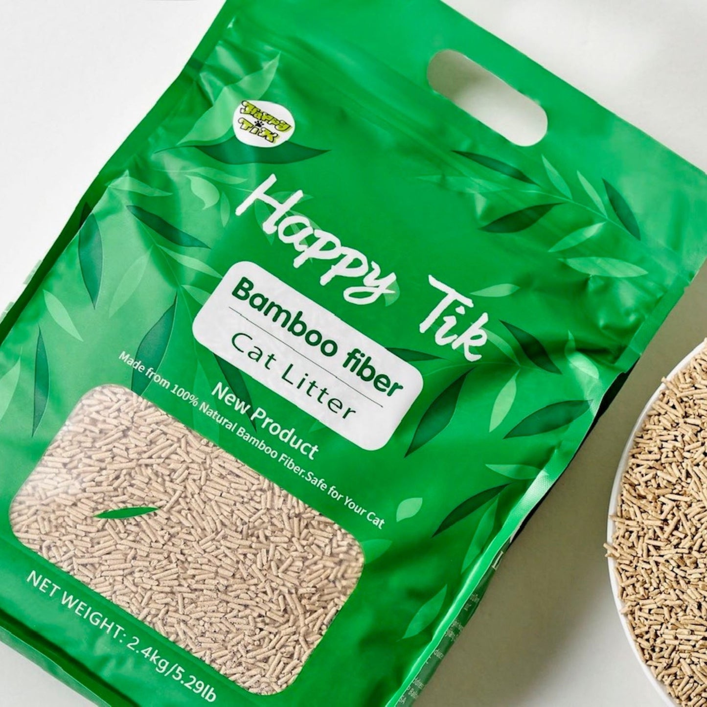 Plant-Based Bamboo Fiber Cat Litter, Green & Eco Friendly, Flushable & Resealable, Instant Clumping, Dust Free, Odor Control