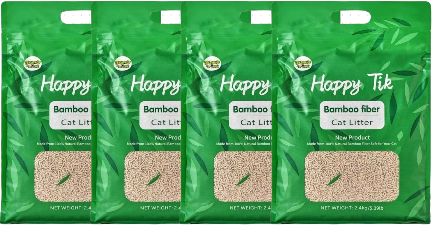 Plant-Based Bamboo Fiber Cat Litter, Green & Eco Friendly, Flushable & Resealable, Instant Clumping, Dust Free, Odor Control
